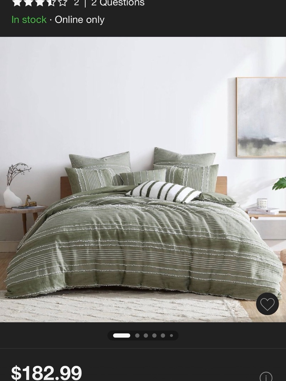 Target - Queen Olive Green Striped Comforter Set with 2 Shams and throw pillows